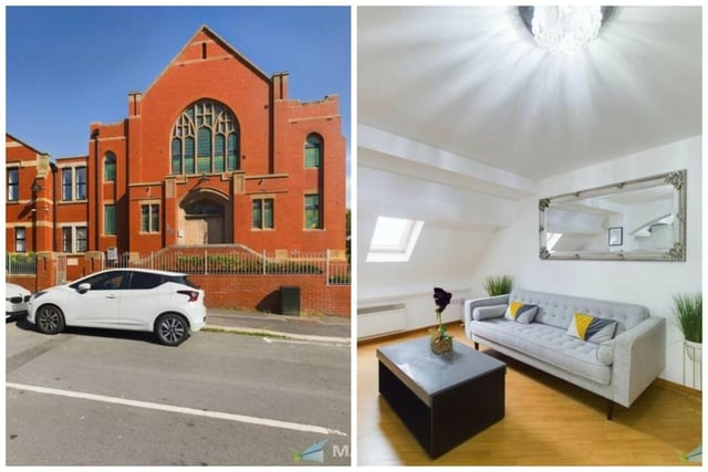 An incredibly unique two bedroom apartment in a converted church - it's on the market for £108,000