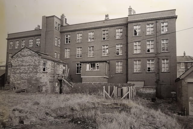 A rear shot of the disused railway hostel in 1982