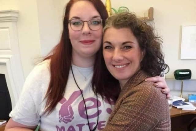 Gemma with Sarah Champion MP,  during their work on the PSHE curriculum .