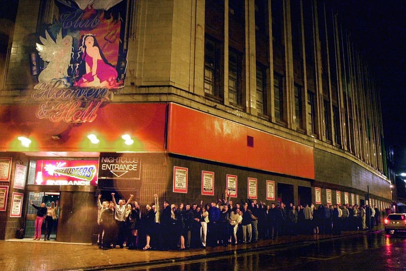 This was Heaven and Hell in 2001 and the reason everyone was queue was because the night club had taken the generous step of offering free entry AND drinks to promote their new image. Queues stretched round to Bank Hey Street