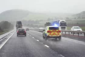 Lancashire Police said officers were preparing to lift a closure on the M6 near Lancaster when an HGV collided with a pedestrian in the carriageway just after junction 33. The man suffered a leg injury and was taken to hospital for treatment