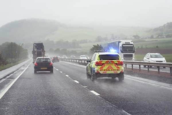 Lancashire Police said officers were preparing to lift a closure on the M6 near Lancaster when an HGV collided with a pedestrian in the carriageway just after junction 33. The man suffered a leg injury and was taken to hospital for treatment