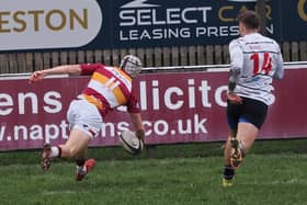 Winger Ben Turner scores for Fylde in the derby victory  Picture: CHRIS FARROW / FYLDE RFC