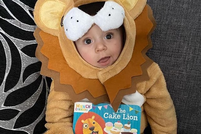 Archie, age 6 months, as The Cake Lion. The cutest lion we ever did see!