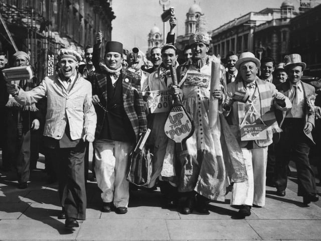 The Atomic Boys in London for the final before travelling to Downing Street to present the Prime Minister with a stick of Blackpool rock
