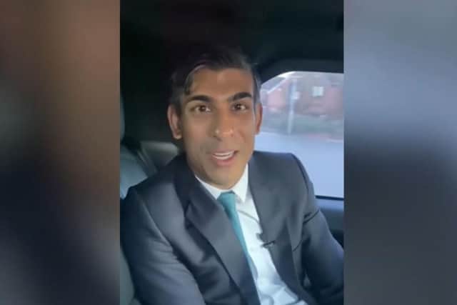 Rishi Sunak was caught failing to wear a seat belt whilst filming a social media clip in the back of a moving car in Lancashire on Thursday, January 19