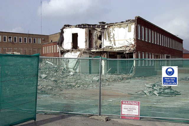 Works starts to pull down the former Gazette building on Cherry Tree Road North in 2001