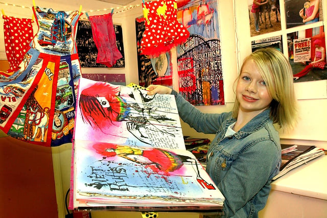 19-year-old Katie Greenwood with her fashion and textile work