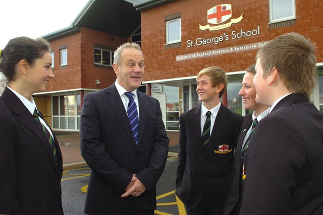 John Townsend, headteacher of St George's CE High School with pupils