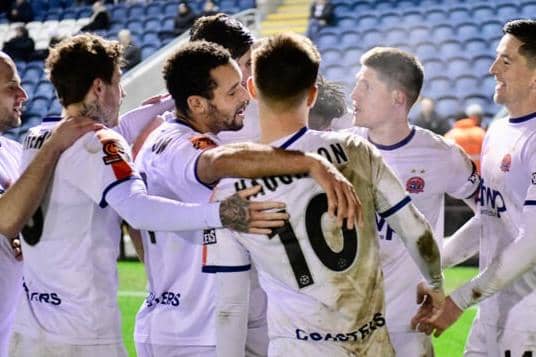 Goal celebrations for AFC Fylde in the 4-1 victory over Boston United   Picture: AFC FYLDE