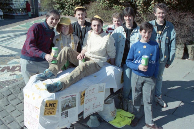 Students really put their backs into it to raise money for a cancer-detecting scanner. Lancaster and Morecambe College students went on a sponsored bed push from Morecambe to Lancaster to raise funds for the Royal Lancaster Infirmary CT Scanner Appeal