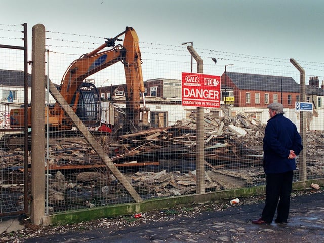 Demolition in progress on the site of the former Church Army headquarters in 2000