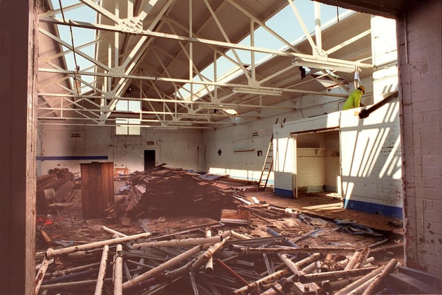 The inside of Fleetwood Leaner Pool in Preston Street as demolition got underway in March 2000