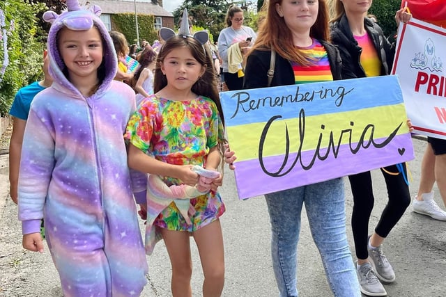 Pupils of Hambleton Primary Academy walking in the procession remember classmate Olivia Dempsey, who died of a brain tumour last year, aged seven.