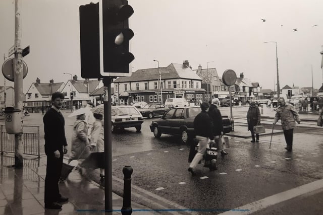 A busy scene at the junction of Victoria Road West and The Crescent