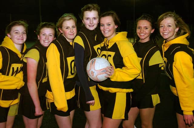 Fleetwood High School v Baines School year 10 netball at Stanley Park, Blackpool. Pictured is the Baines team (from left): Katie Linney, Georgina Brumwell, Laura Bates, Georgina Oates, Serena Hindle, Elle Swire, and Bryony Cupitt