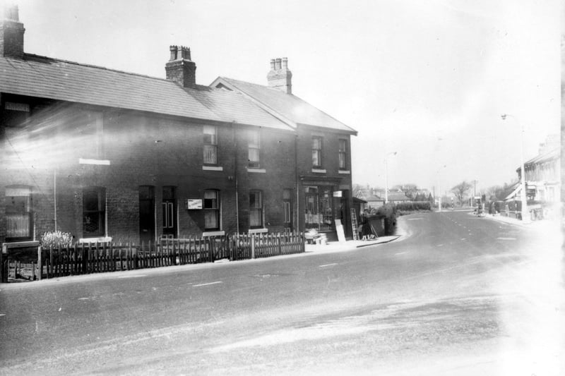 Fleetwood Road near windmill opposite the end of Woodland Avenue. The ironmongers is at the end of the terrace with Chruch Road infant and junior school in the background