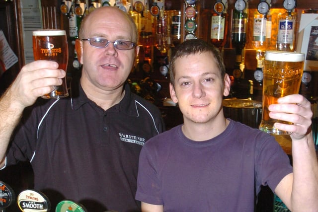 New managers David Baird (left) and Michael Rossi at The Stanley Arms pub on Chapel Street, 2005