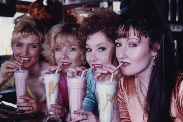 Rock With Laughter dancers enjoy a milkshake at the West Coast Rock Cafe