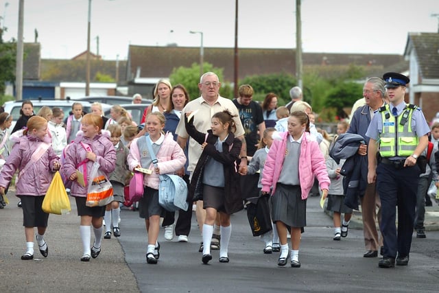 Pupils and parents from Larkholme Primary School took part in a Walk on Wednesday walk to school