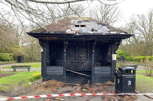 The fire-damaged duck pond shelter could be set for a complete re-build