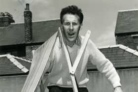 Bruce Forsyth having trouble with his deckchair in Blackpool, 1960