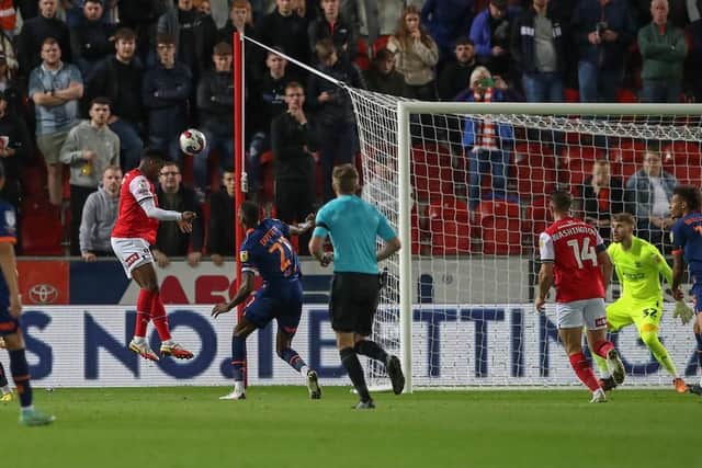 Chiedozie Ogbene scored the first of Rotherham's three goals