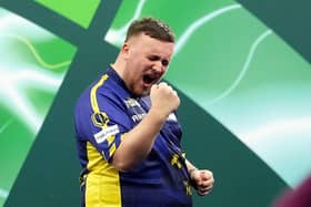 The next big thing: Luke Littler celebrates reaching a second successive World Darts Championship final at the tender age of 17.