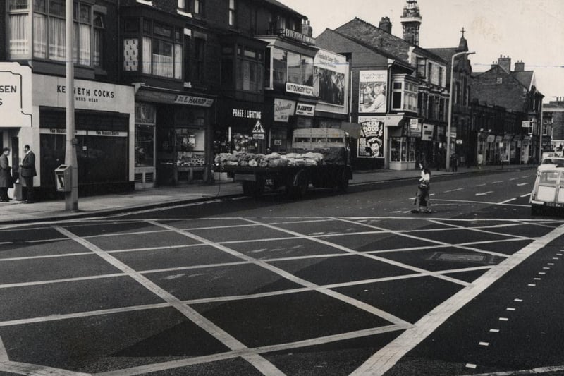 Blackpool's first box junction at the Church Street traffic lights, June 1971