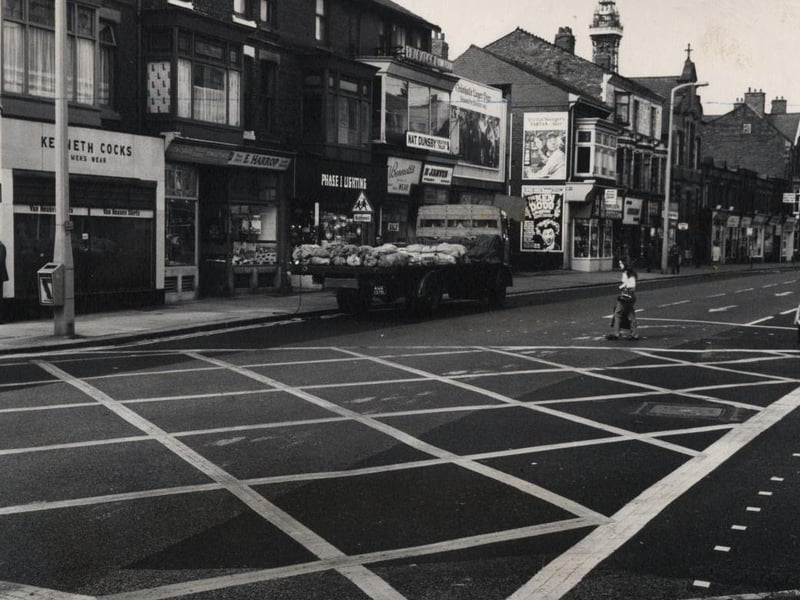 Blackpool's first box junction at the Church Street traffic lights, June 1971