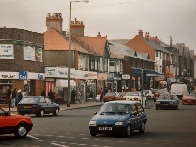 The caption on the back of this photo from 1992 says: "Bustling with activity, Cleveleys is a popular shopping centre - not surprisingly when the wide range of shops, from supermarket to specialist, is taken into consideration