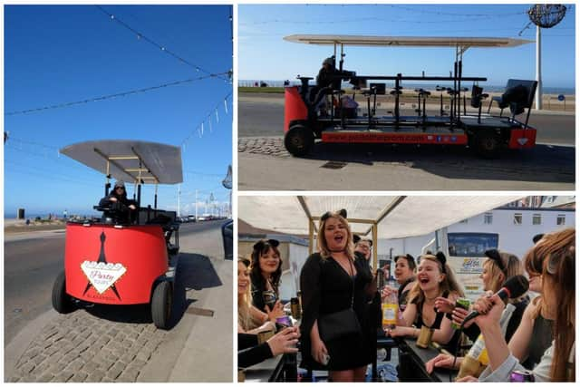 "We all get such a buzz from the people on the street waving and singing along as we pass!," said Michelle who runs Pedal the Prom in Blackpool