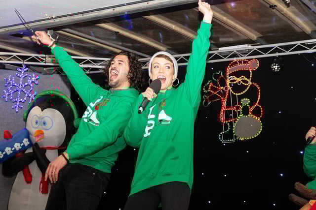 Strictly professional dancers Lauren Oakley and Graziano Di Prima wave to the crowd in Blackpool. Photo: Kelvin Lister-Stuttard
