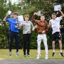 Xander Lowe, Ethan Dumitru, Euan Ingleby and Declan Winston celebrating their GCSE results.
