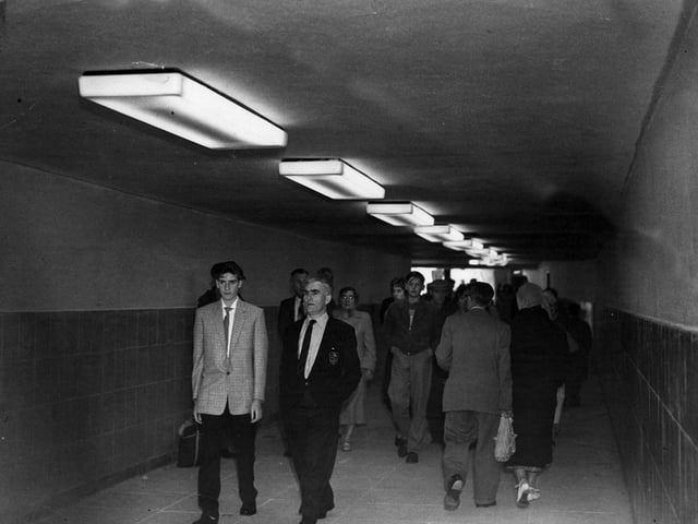 Some of the first visitors using the Central Promenade subway which opened in August 1958