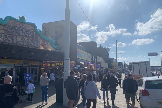 Families thronged a sunny Prom in Blackpool on the first official day of spring