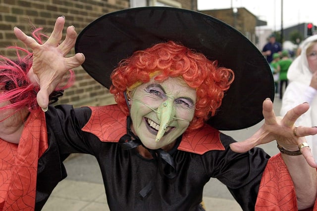 Beryl Hammill dressed up as a witch at Fleetwood Carnival