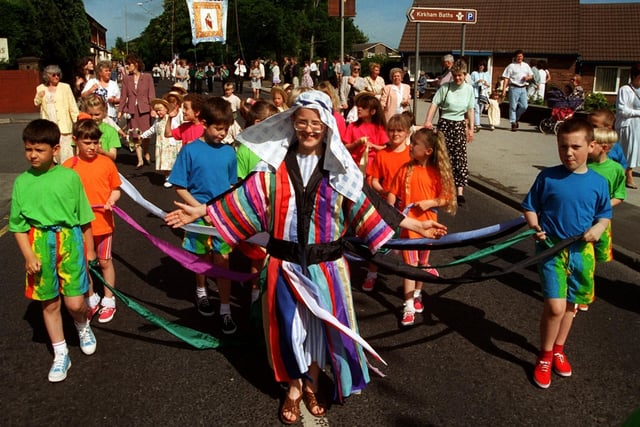 Craig Stewart, aged 10, and fellow pupils from Wesham Church of England School, perform Joseph and his Technicolour Dreamcoat during the Kirkham and Wesham Club Day Procession
