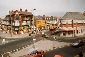 The junction of Caunce Street and Church Street as it was in October 1992. Just Tiles and Stewart's Radio are in the picture