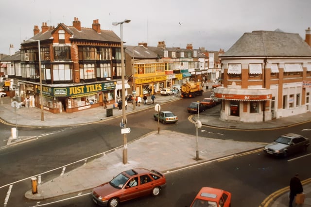 The junction of Caunce Street and Church Street as it was in October 1992. Just Tiles and Stewart's Radio are in the picture