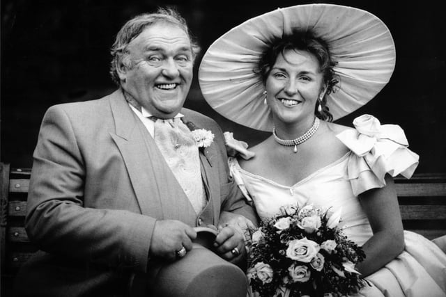 Les Dawson took a trip down the aisle for the second time in less than 18 months, for the wedding of his eldest daughter Julie in September 1990.