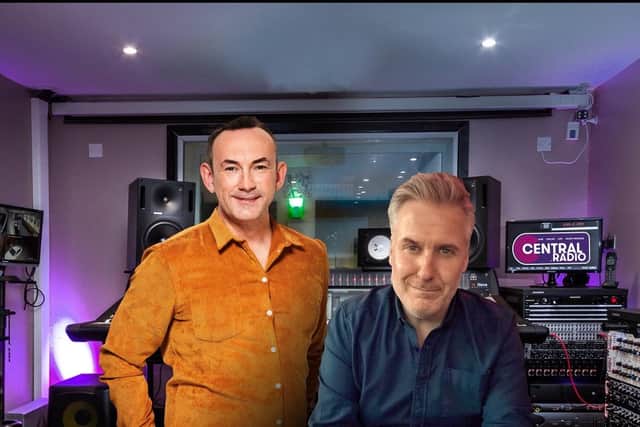 Danny Matthews and Martin Emery in the Central Radio studio