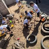 Westcliff pupils enjoying the beach area during OPAL play!