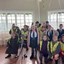 Children from St Mary's School in Fleetwood with Henry Iddon at The Mount Pavilion