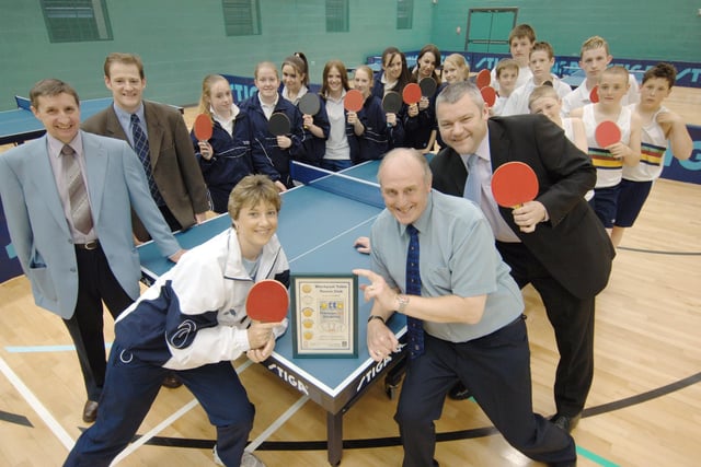 Blackpool Table Tennis Club. Pictured at the front are (from left to right) Ron Bennett, Martin Ireland, Andrea Holt, Mick Parker, and Paul Walker