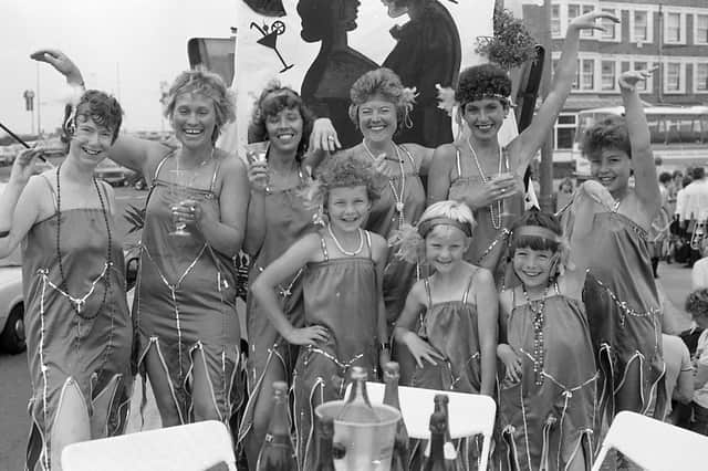 A spectacular, noisy and colourful procession cruised along Blackpool prom during the annual carnival day. And there to cheer it on were thousands of holidaymakers who lined the two mile route. Pictured: Back to the roaring Twenties for the Blackpool North Ladies Circle