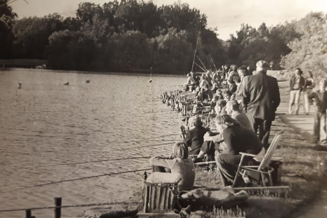 The caption on the back of this photo from 1978 reads: "Shoulder to shoulder scenes in Stanley Park last summer. This situation could be eased before next season begins - if anglers can agree on who will get the extra bank space the corporation are offering