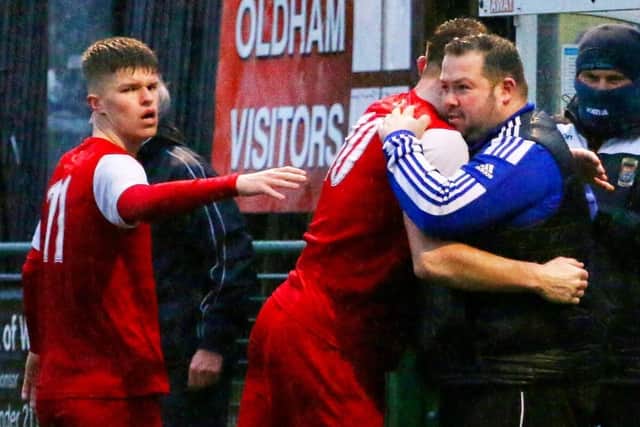 Squires Gate boss Luke Evans saw his team draw with Irlam Picture: Ian Moore