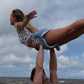 Michael O’Reilly and Kira Malou  practiced the iconic lift from Dirty Dancing