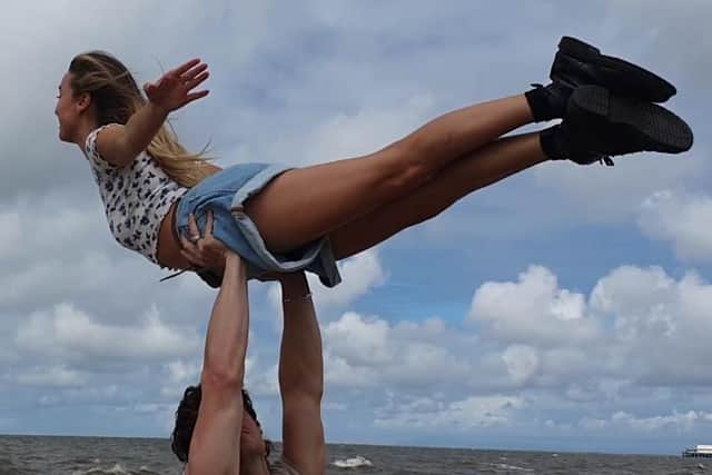 Michael O’Reilly and Kira Malou  practiced the iconic lift from Dirty Dancing